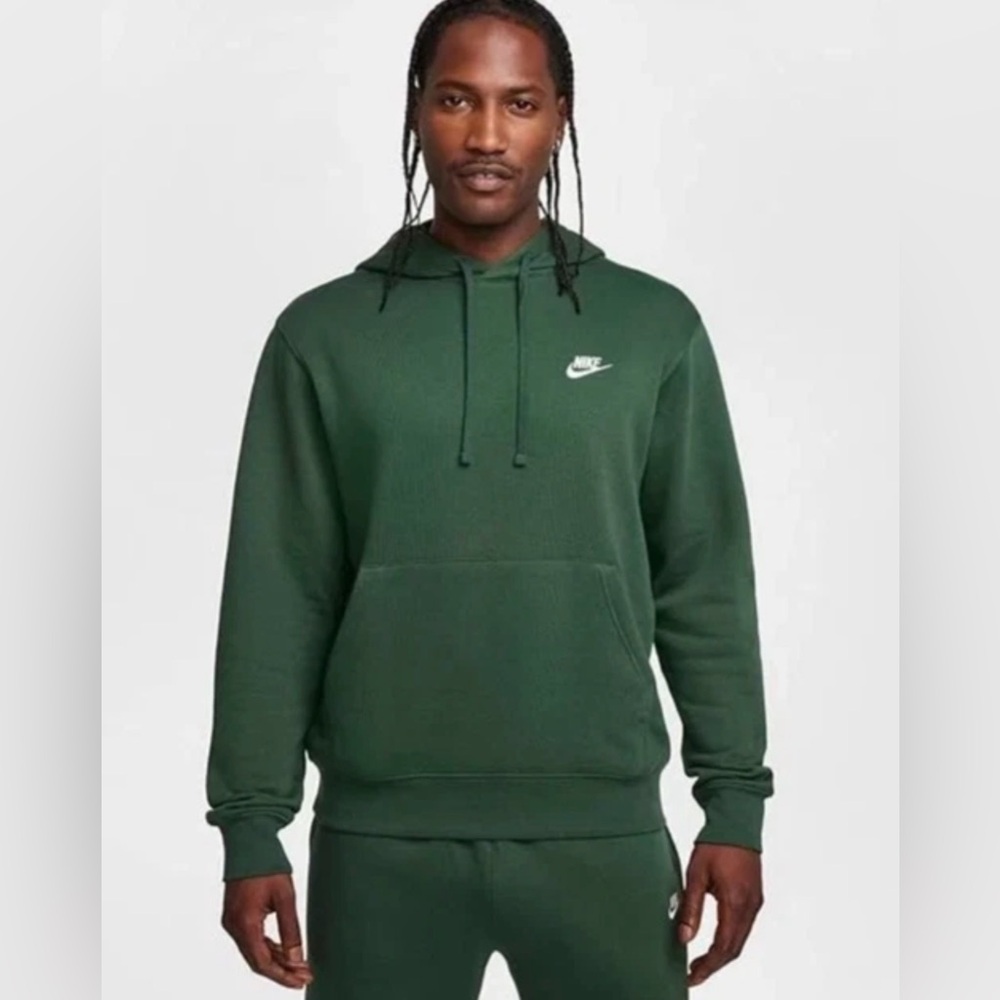 Nike Mens Sportswear Club Brushed Fleece Pullover Hoodie Sweatshirt Green Sz M